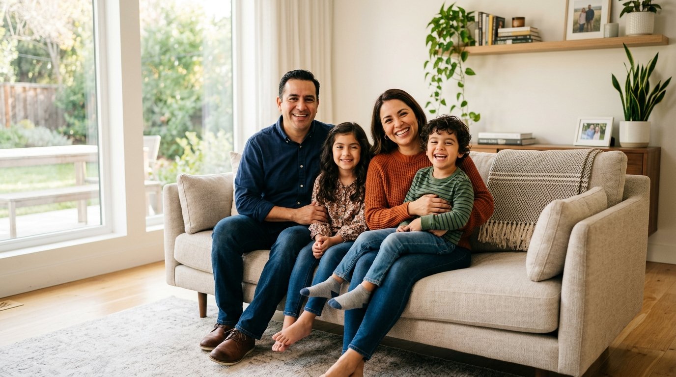 Familia hispana feliz